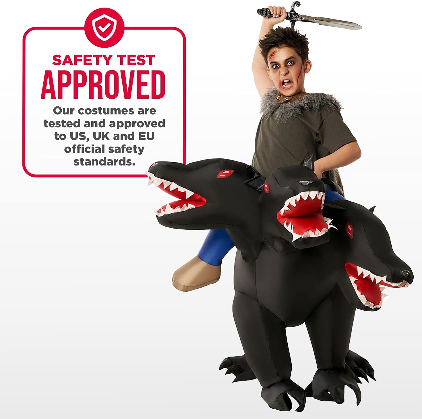 Morph 3 Head Dog Costume, Inflatable Dog Costume Kids, Blow Up Dogs Costumes, Boys Halloween Costumes - Image 5