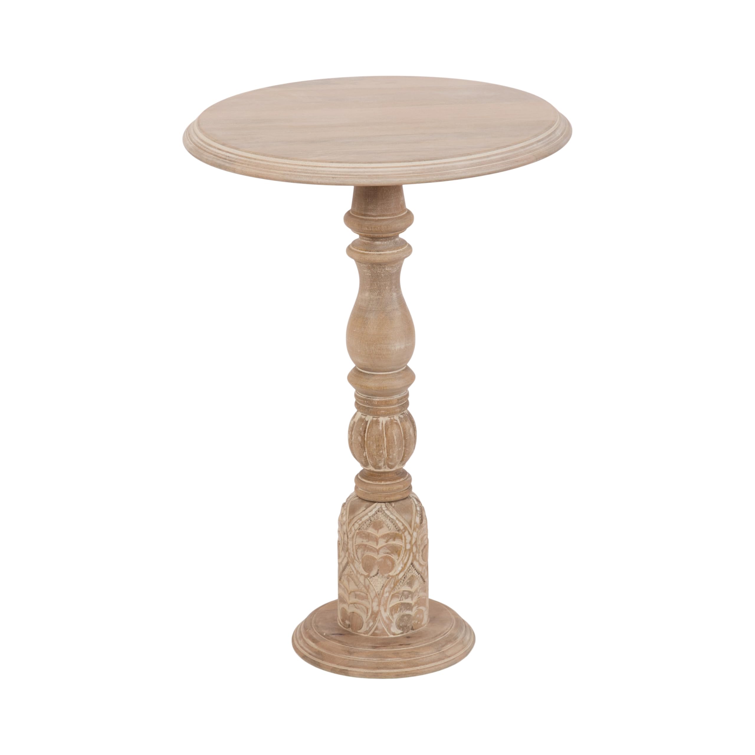 Kate and Laurel Hingham Vintage Wooden Round Side Table, 16 x 24, Whitewash, Circle Pedestal Table for Use as Bedroom Nightstand, Indoor Plant Stand, or Decorative Living Room Table ( One in stock is WHITE)