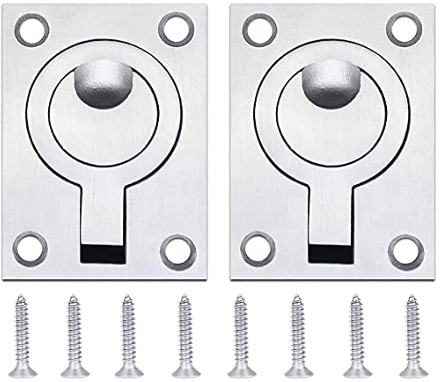 Yakamoz 2 Pack Ring Flush Pull Handles Stainless Steel Boat Hatch Latch Cabinet Hidden Recessed Furniture Handle Mount Lifting Ring Marine Yacht Drawer Door Handle