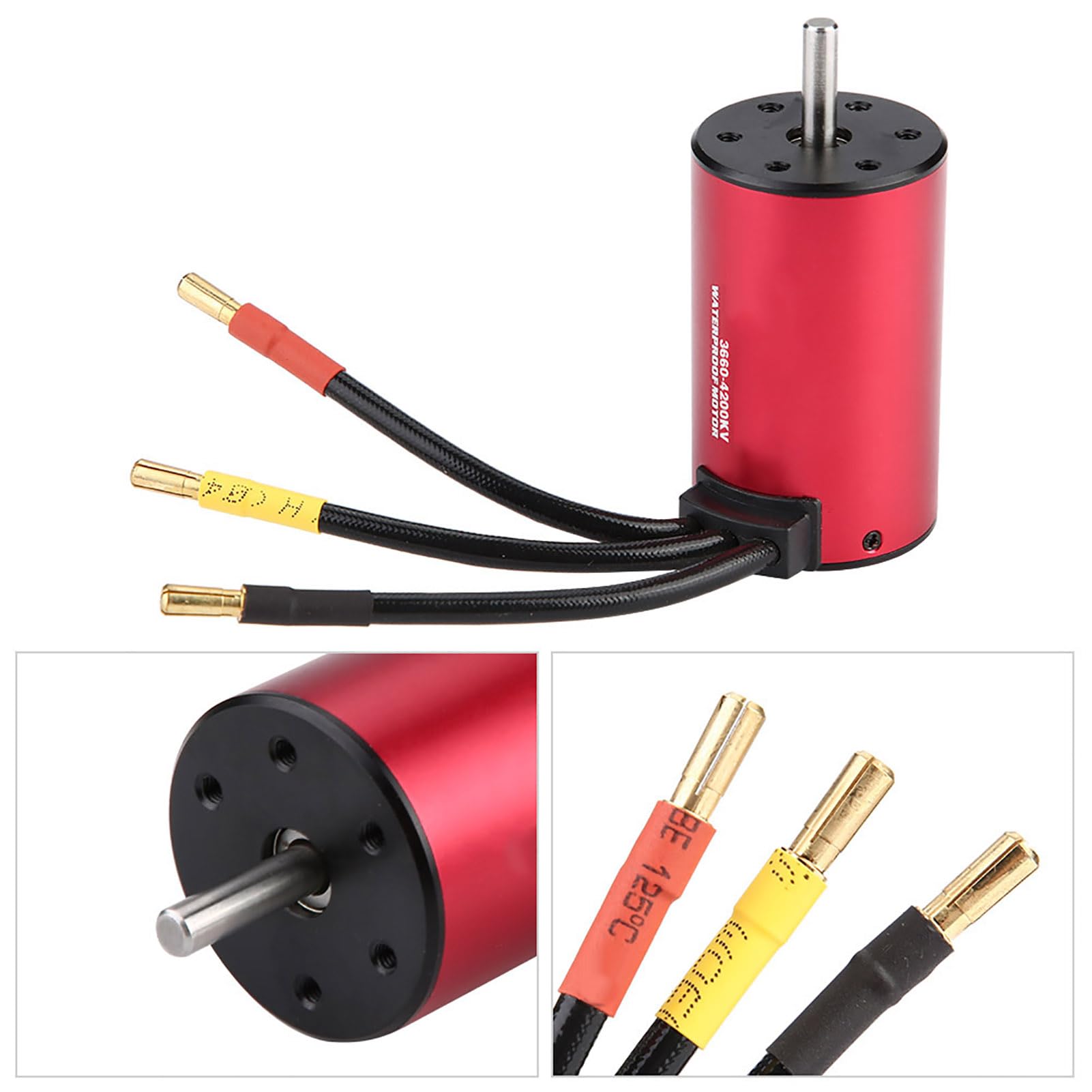 Motor sin Escobillas de 4 y 12 Ranuras de Alto par para Coche RC 1/10 1/8, Disipador Térmico de Aluminio CNC Motor Eléctrico Resistente Al Calor de 180-200 °C para Aficionados Negro (4200KV)