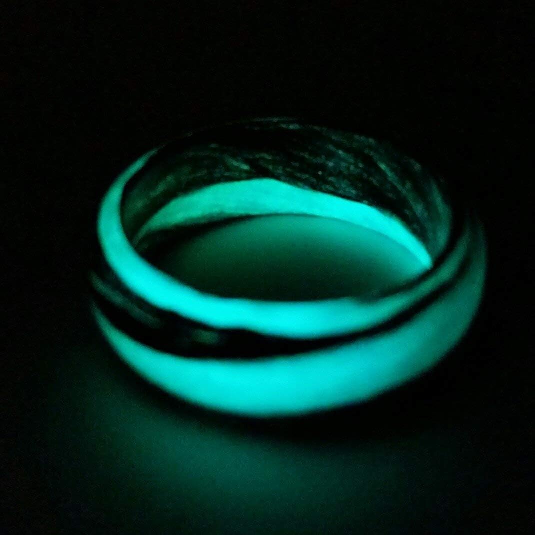 Handmade Ring Band - Men's or Women's Carbon Fiber Teal Marbled Glow Ring, Matte Finish, Glow-in-the-Dark, Durable, Scratch Resistant, Waterproof, Sizes 4-16, Custom Band Widths