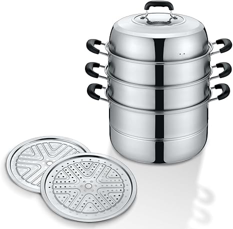 CONCORD 3 Tier Premium Stainless Steel Steamer Set (32 CM)