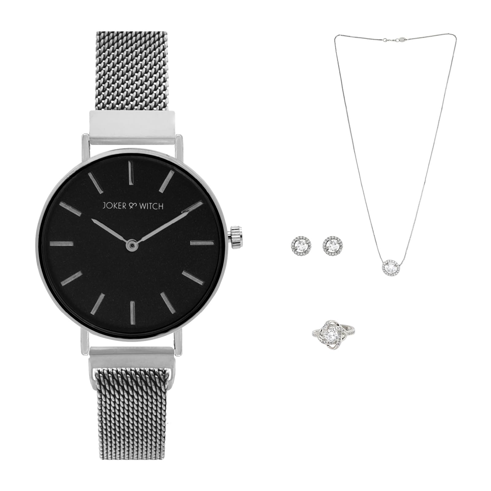 Joker & Witch Stainless Steel Women Crystal Sky Love Stack Analogue Watch, Black Dial, Silver Band (B0C895WQW5) Amazon Price History, Amazon Price Tracker