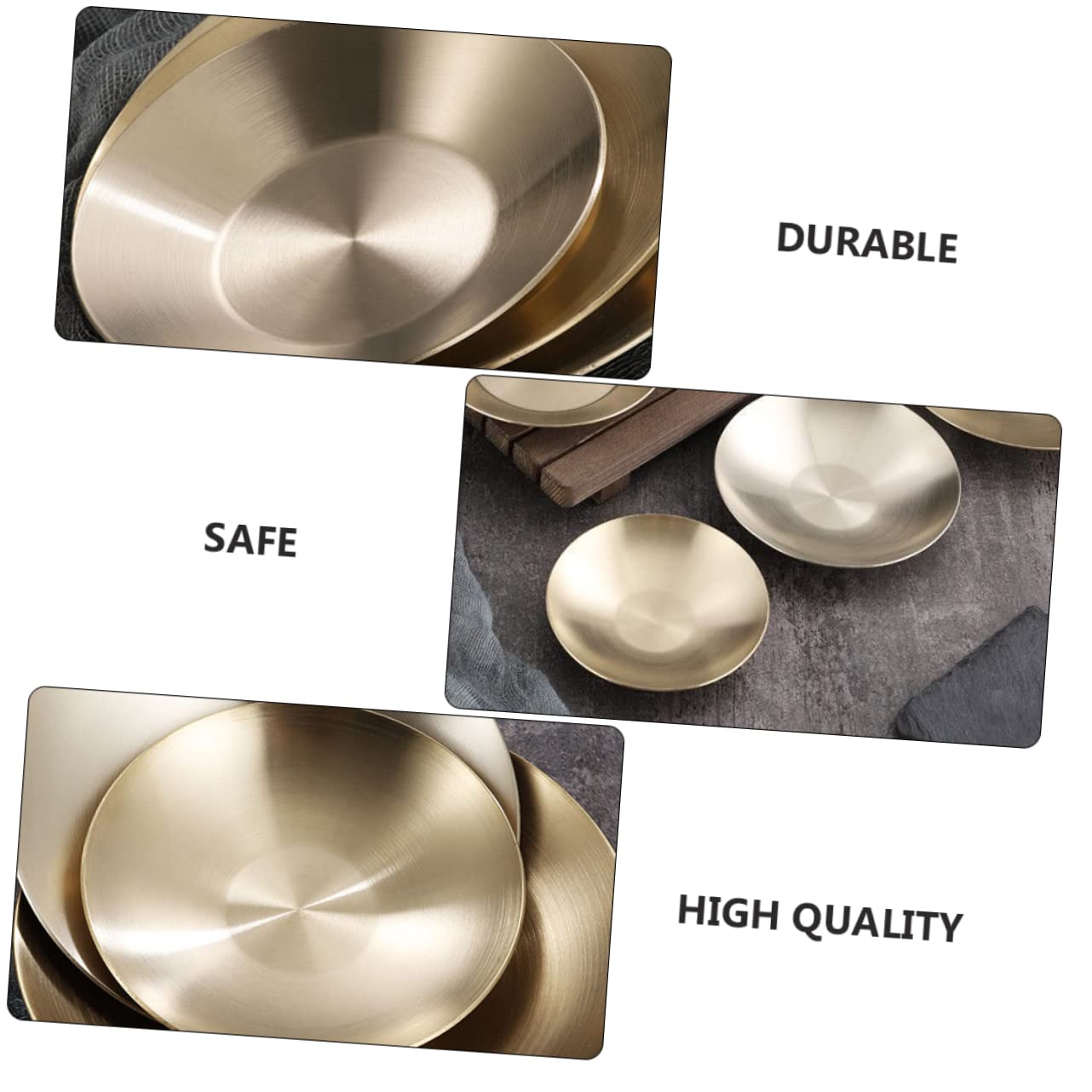 KICHOUSE Sauce Dish Saucer Plates Stainless Steel Seasoning Plate Condiment Serving for Salads