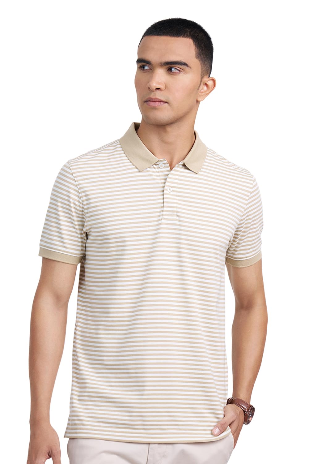 peregrine by pantaloons Men's Cotton Slim Fit Polo Collar Half Sleeve T-Shirt | Sizes S–2XL-picture-31