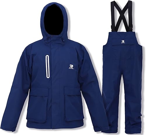 RainRider Trajes de lluvia para pesca, chaqueta impermeable con peto, pantalones en general para hombres y mujeres, equipo de clima sucio