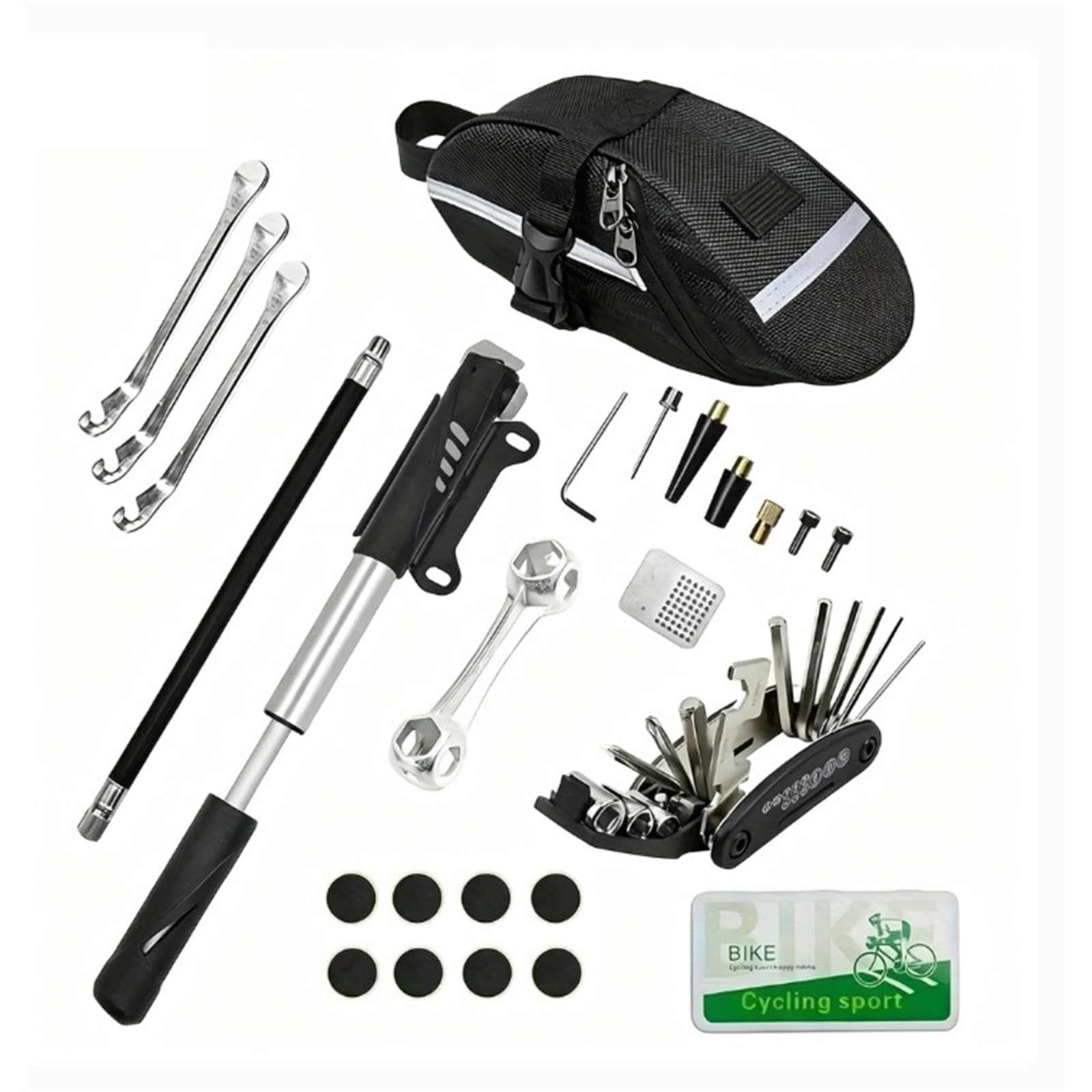 Kit Di Strumenti For La Riparazione Di Pneumatici For Bici Con Pompa Ad Aria, Set Di Strumenti Combinati For La Riparazione Di Pneumatici Senza Colla For La Manutenzione Del Ciclismo