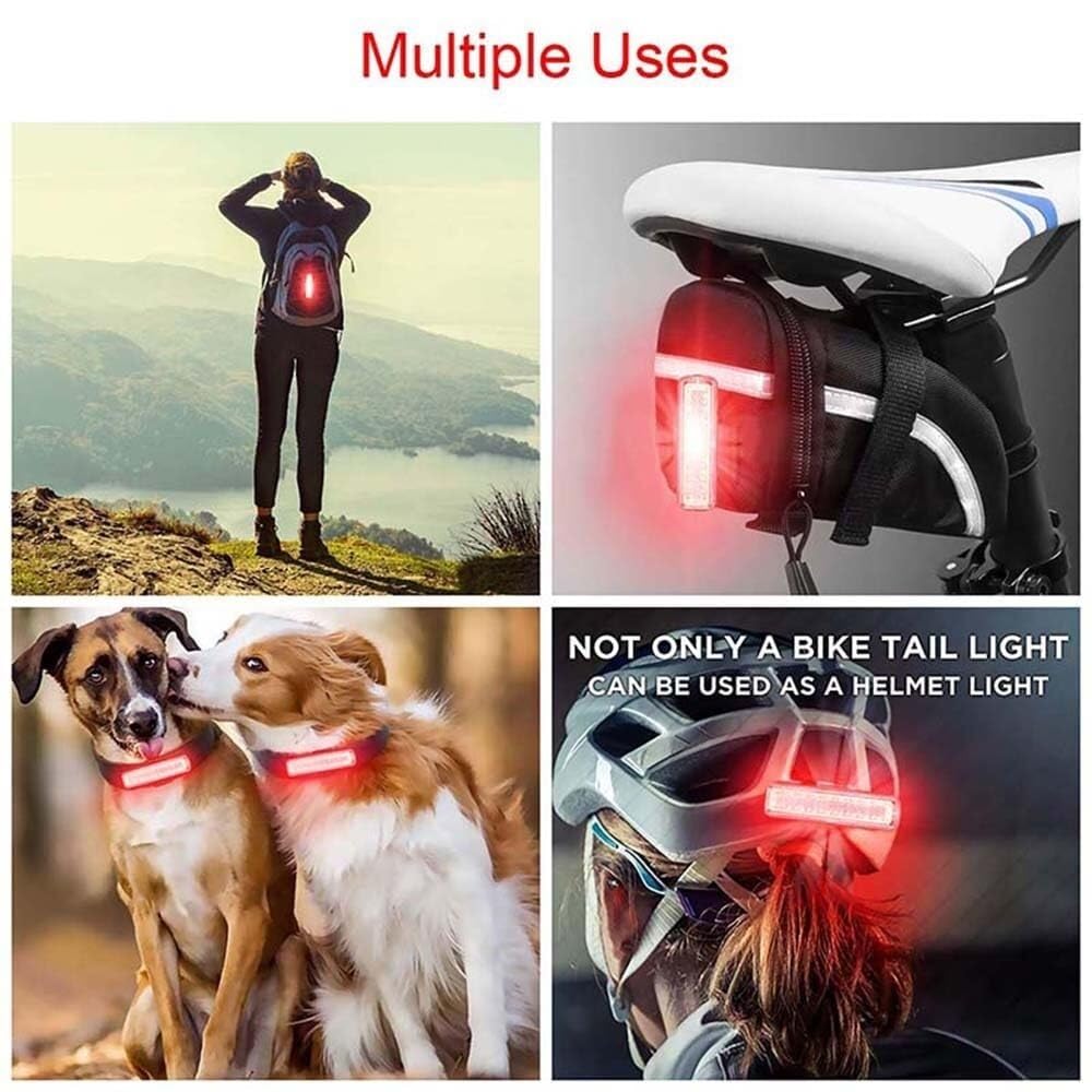 Luz trasera LED para bicicleta, 14 modos, recargable vía USB, luz de advertencia de seguridad para ciclismo de montaña, lámpara para mochila y casco.