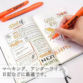Amazon.co.jp: Shuttle Art 蛍光ペン オレンジ 30本セット 蛍光