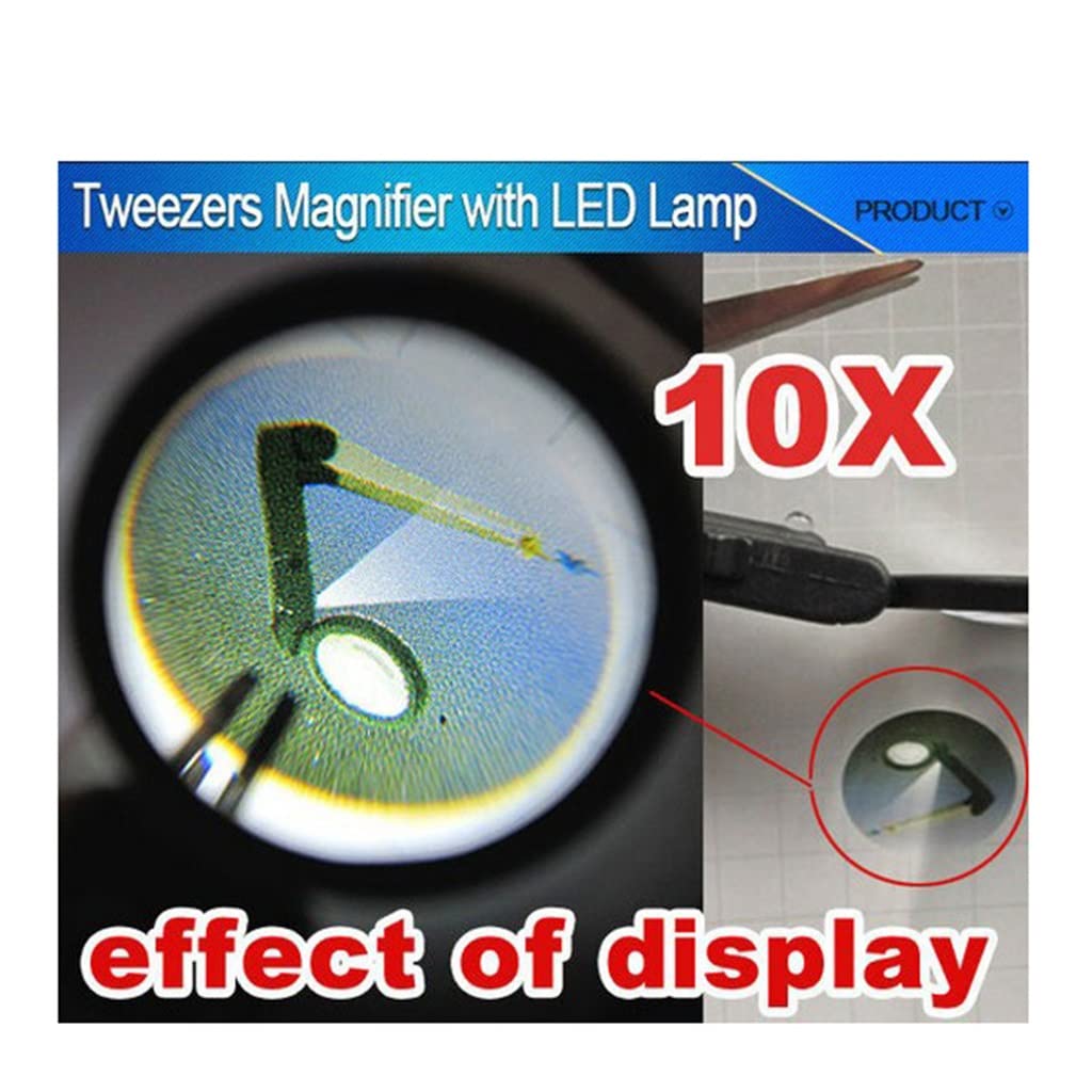 Lente d'Ingrandimento per Sopracciglia con pinzette per Sopracciglia Pieghevoli Illuminate Lente d'Ingrandimento Portatile 10x con Luce