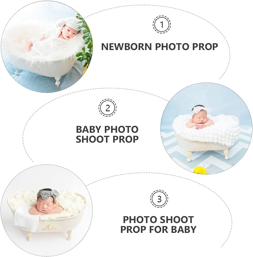 ABOOFAN 1pc Filming Bathtub Props Photo Prop for Baby Bathtub Decorations Baby Photoshoot Props Tub Chic Bathtub Prop Dollhouse Bathtub Baby Photo Prop Tub White Crafts Iron Newborn Metal
