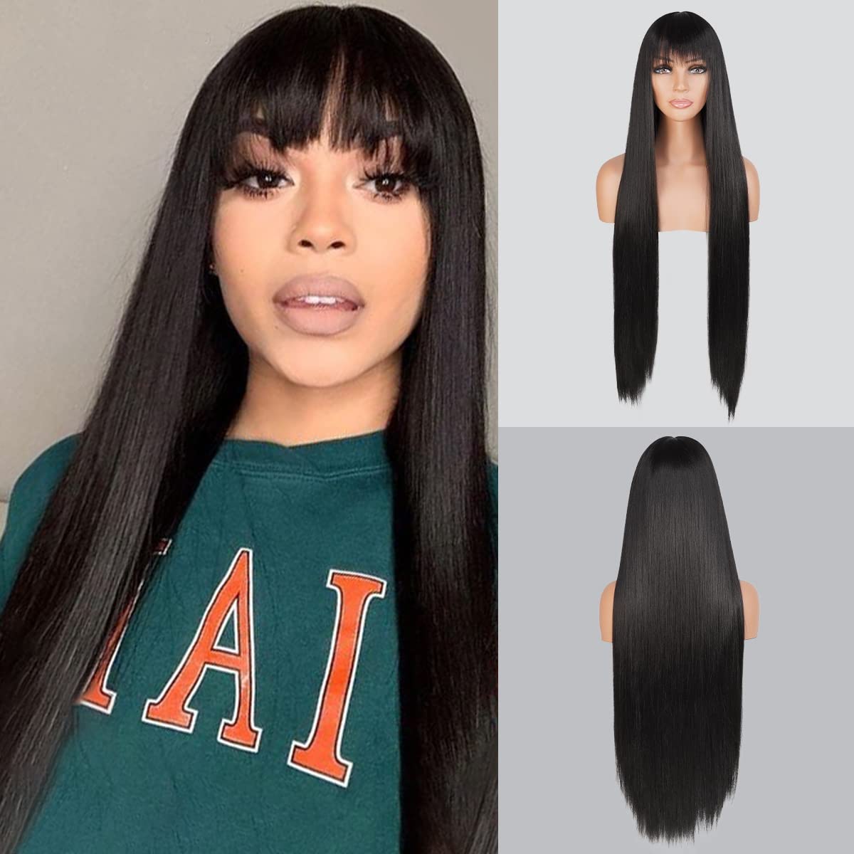 ?️ Heat Resistant Synthetic Straight Hair Wig Wig Long Straight Synthetic Hair Wigs for Women Wigs Heat  main image 2