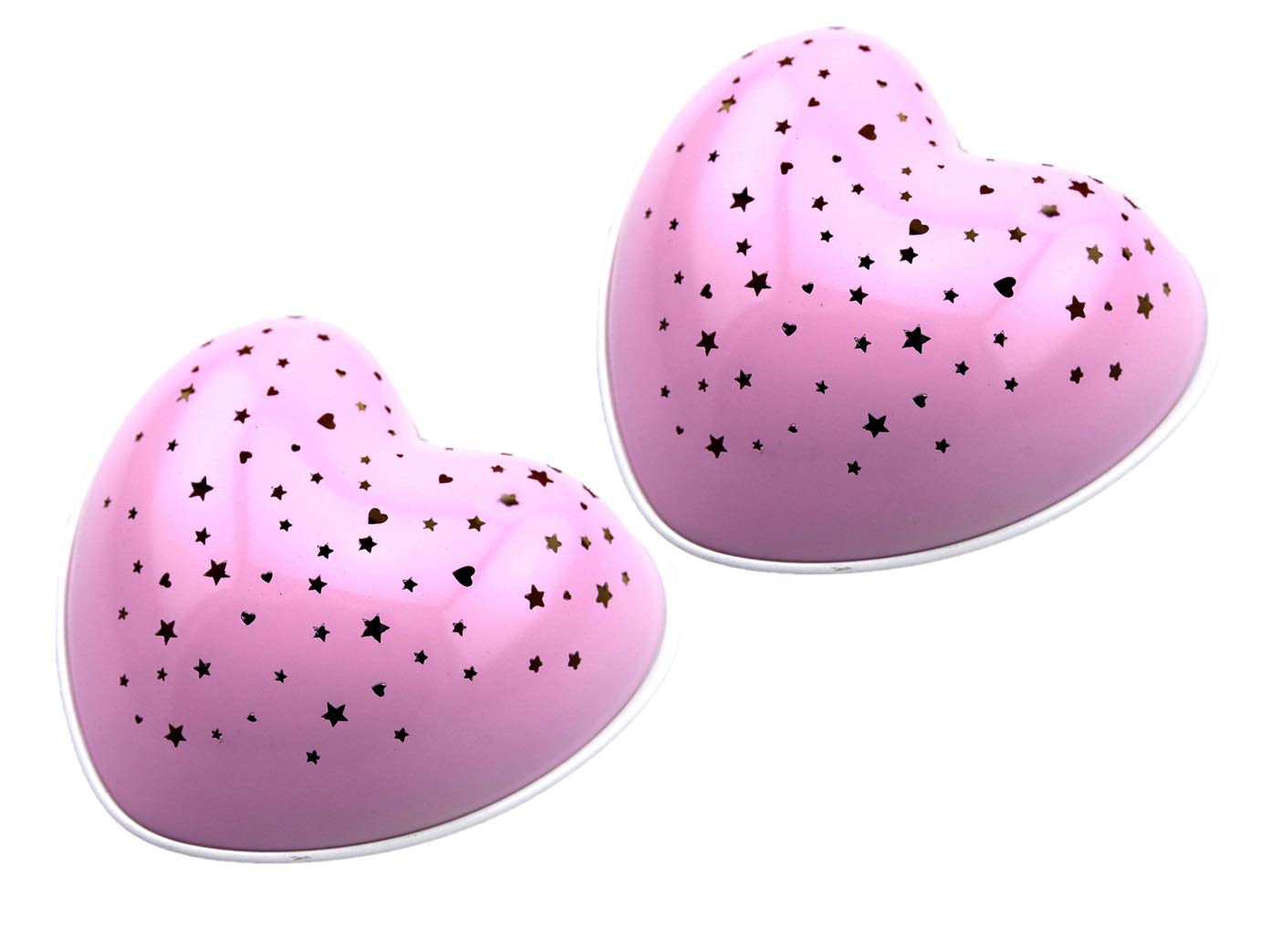 Niermann Standby 2er Set zauberhafte LED Nachtlichter in rosa SOLAR HEART, projiziert Herzen & Sterne, mit Solar und USB aufladbar