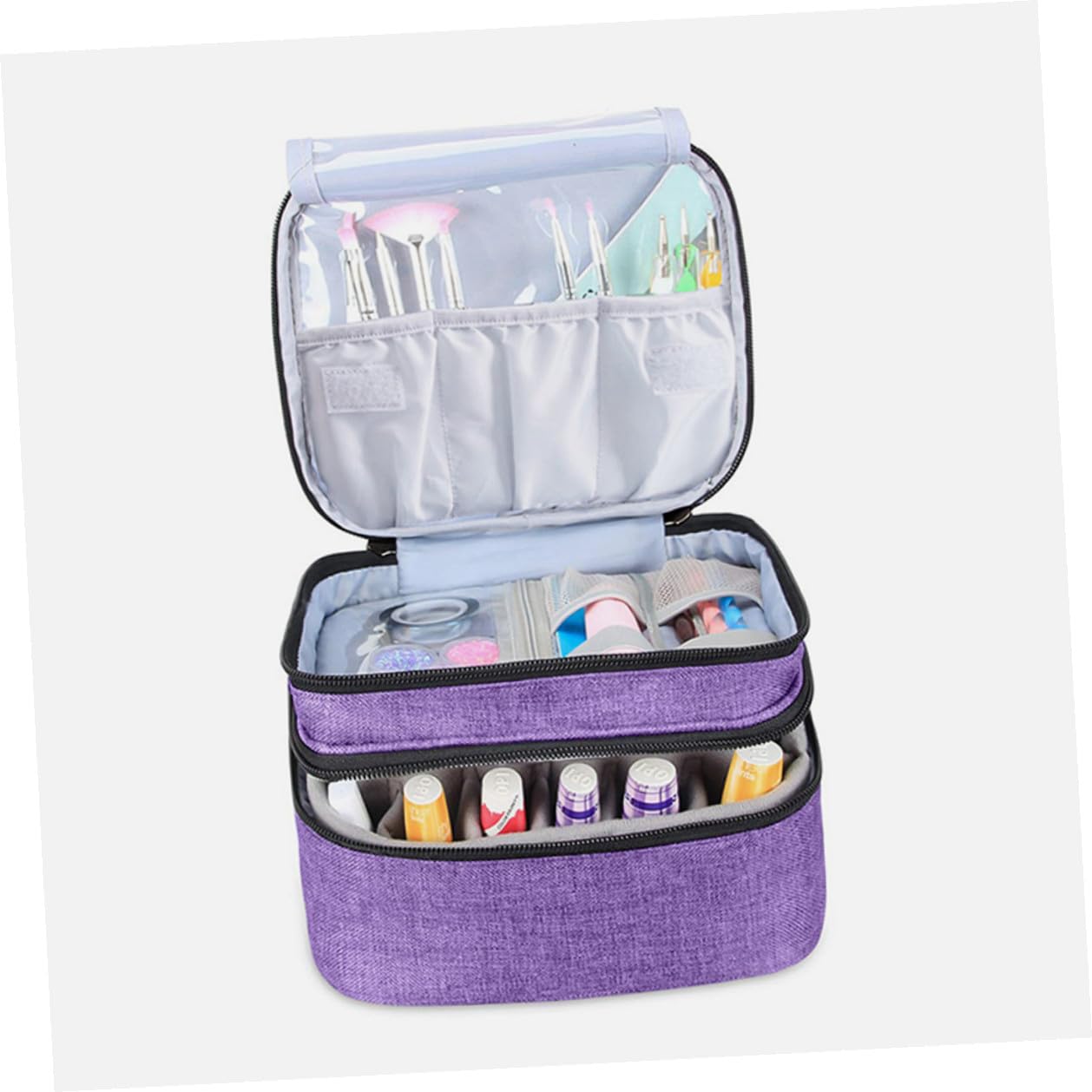 Gatuida Borsa Organizer per Smalti e Oli Essenziali Maniglia Custodia Portatile per Trasporto e Riporre Oggetti in Modo Razionale Base Rimovibile Coperchio Sicuro