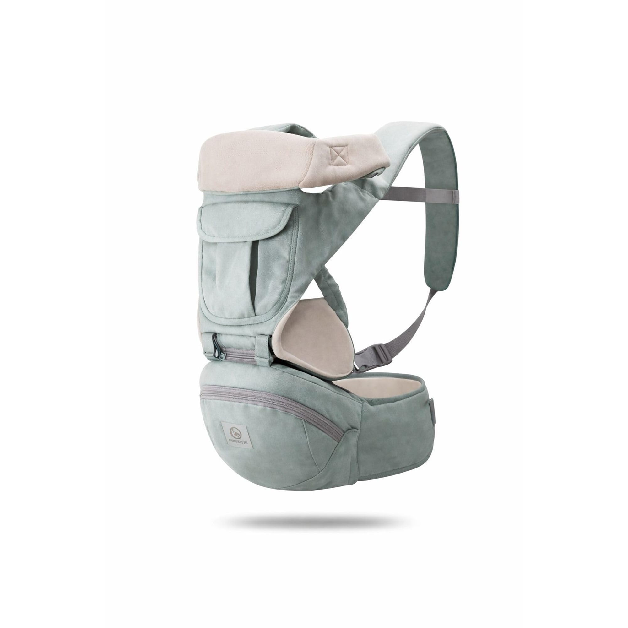 HI MOM Baby Carrier with Hip Seat for 3 to 36 Months Baby Adjustable Infant Carrier Bag | Ergonomic Waist Stool Front and Back Carry Position | Soft Cushioned Support - Up to 20 Kg, Green-image-46