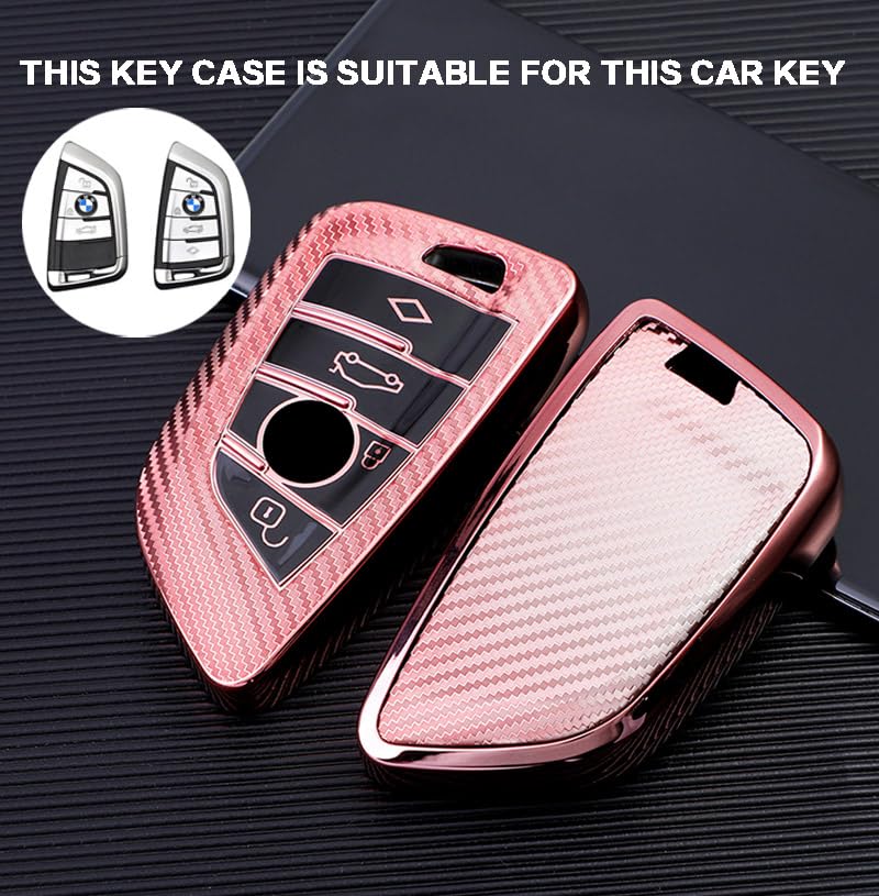 RXXR Custodia Portachiavi In TPU E Pelle Per BMW Serie 2-7, X1-X6 – Protezione 360° Con Portachiavi In Pelle