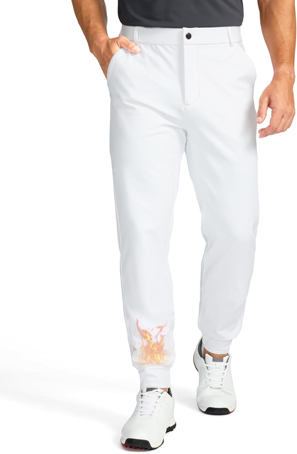 Soothfeel Mens Fleece Lined Golf Joggers with Pockets Slim Fit Stretch Sweatpants Dress Work Travel Warm Winter Pants for Men