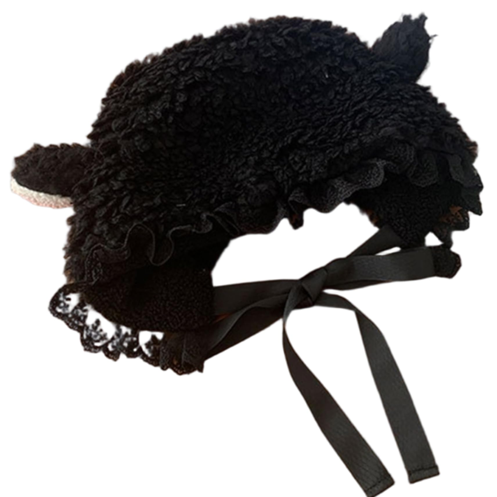 Ngbbby Black Sheep Hat Soft Warm Lamb Hat with Cute Ears, Costume for Autumn Winter Cosplay Photo Props Party Supplies