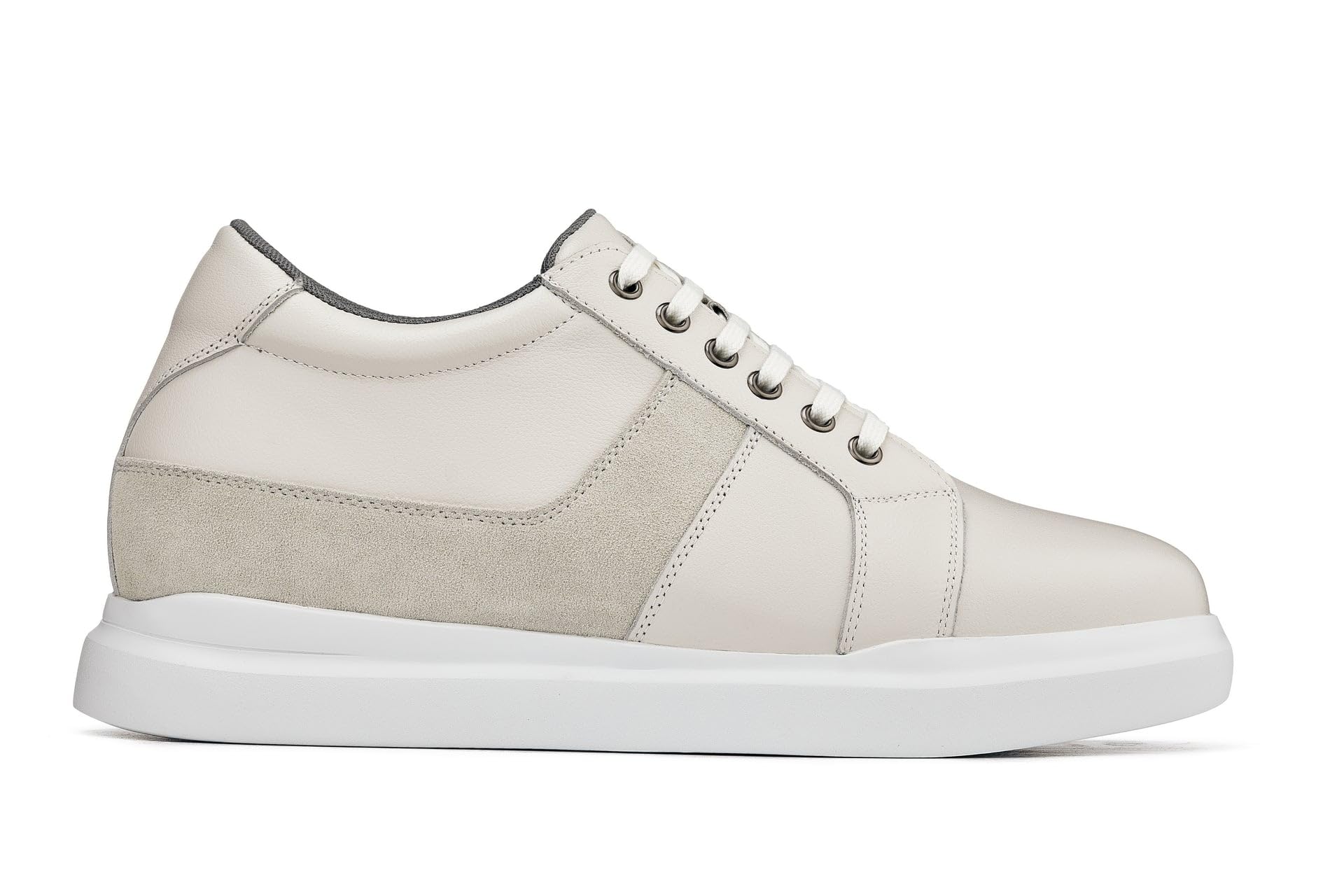 CALTO Zapatos invisibles para hombre con elevación de altura - Zapatillas de deporte de moda con cordones de cuero ligero - 3 pulgadas más alto