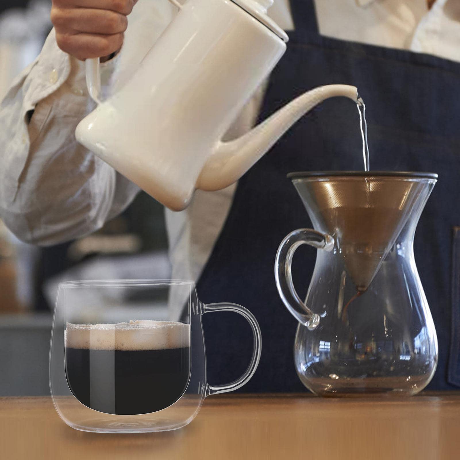 2 tazze da caffè a doppia parete in , 10 once a doppia parete in