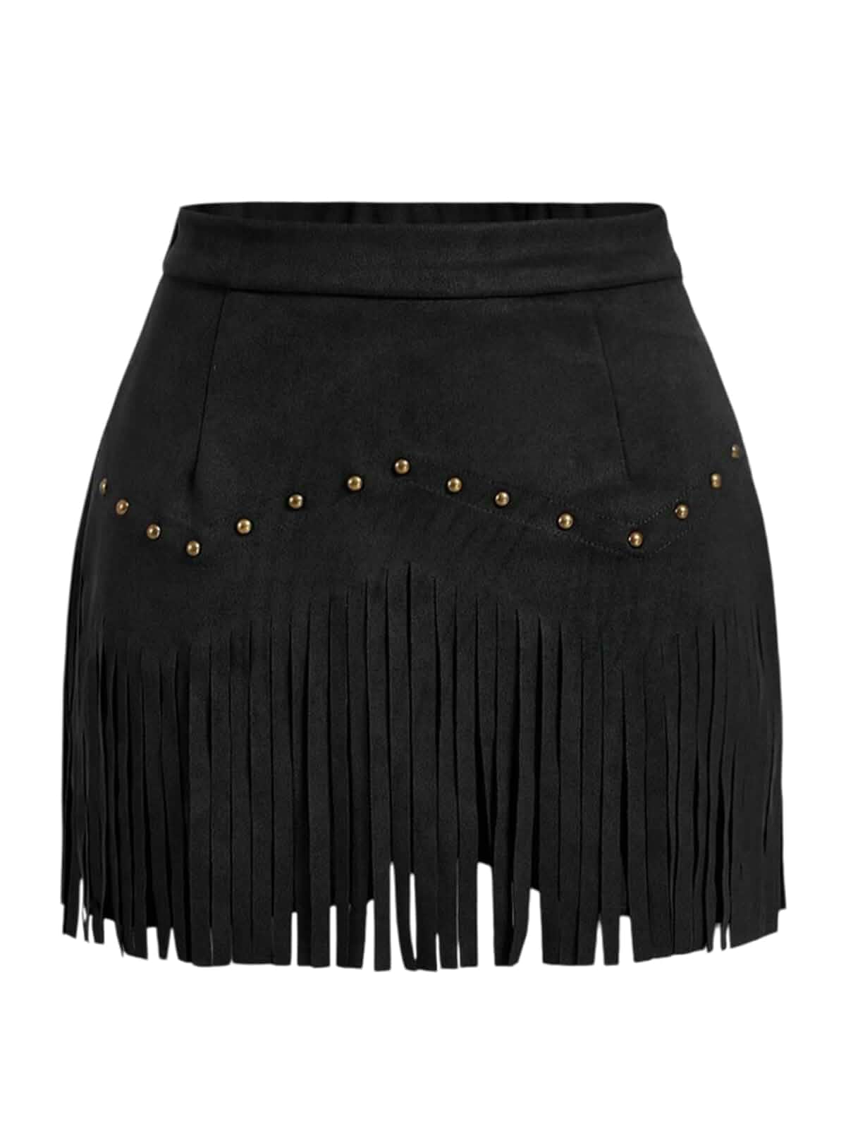 Breoklla Western Skirts for Women Fringe Mini Faux Suede Cowgirl Skirt for Country Concert Rodeo Outfit Rave Festival