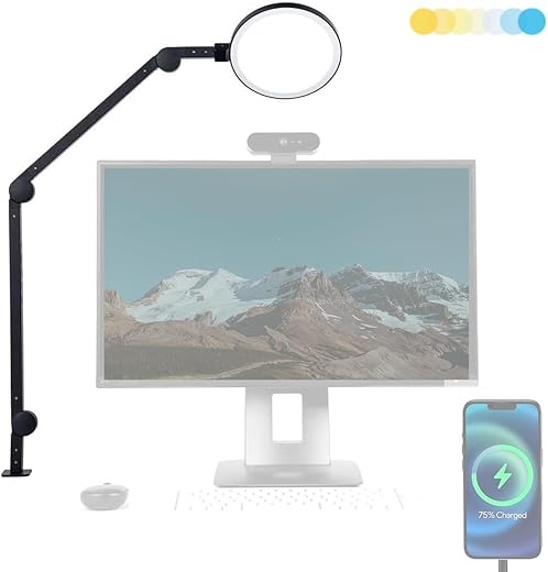 LUME CUBE Edge Light 2.0 LED Black Desk Lamp | Dimmable Home...