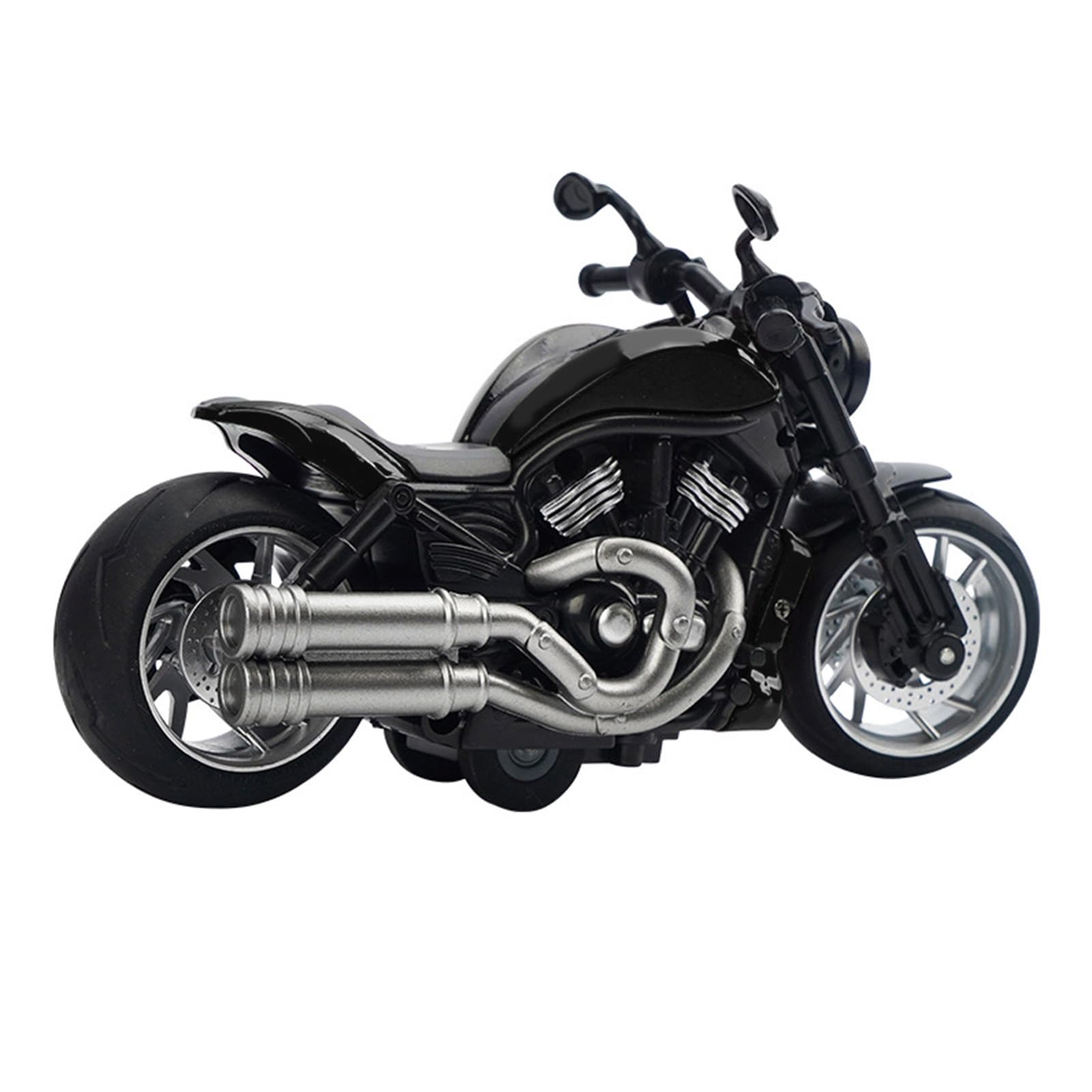 Alomejor Zurückziehbares Motorradspielzeug Im Maßstab 1:12, Simulationsdesign-Legierungsmotorradmodell mit Musiklichteffekten, Als Geschenk für und Mädchen (Black)