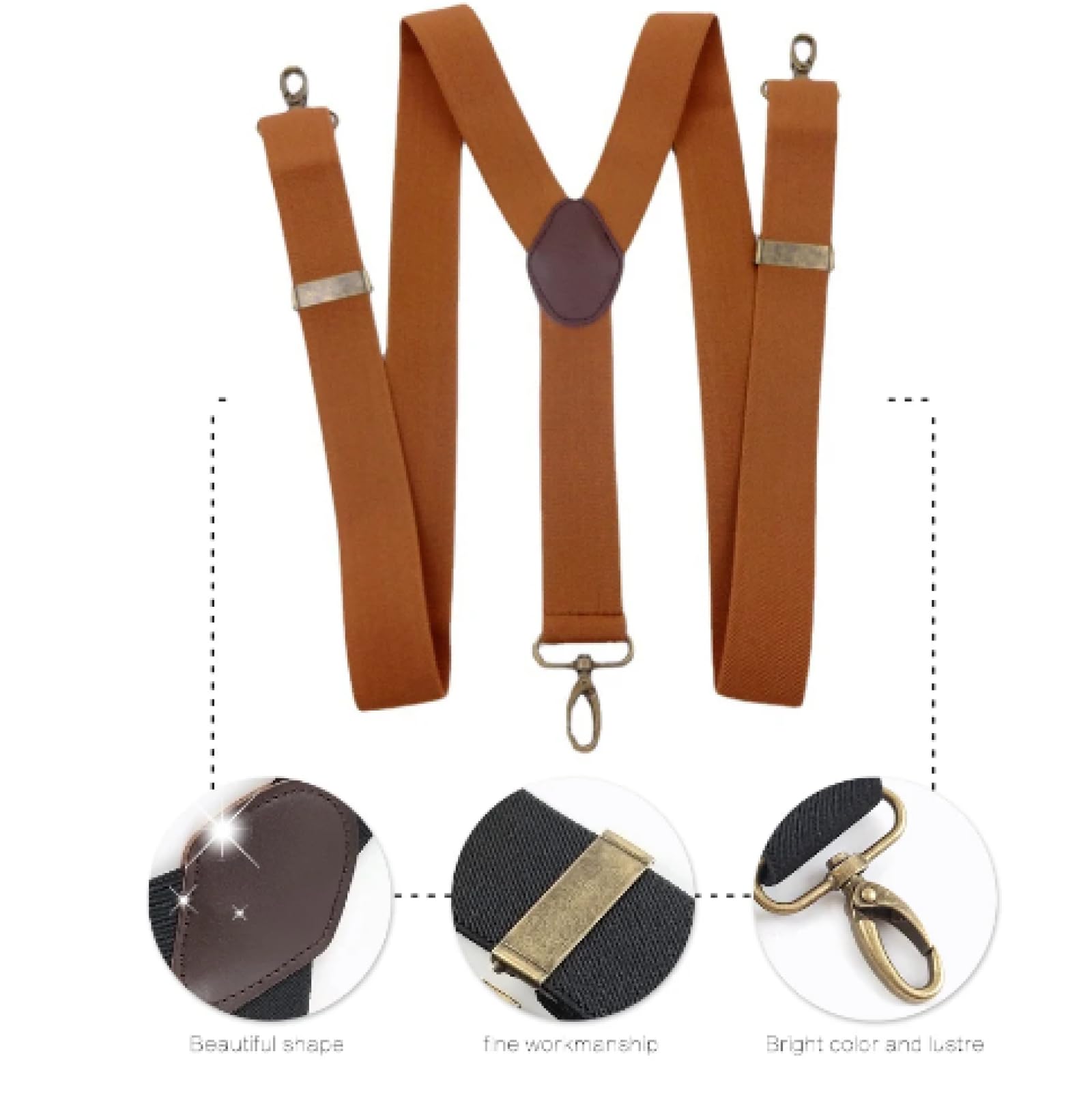 Bretelles Suspender Hommes Sangle Élastique Bretelles 3 Clips Crochet Boucle Mâle Travail d'affaires Hommes Bretelles Large Hommes Bretelles