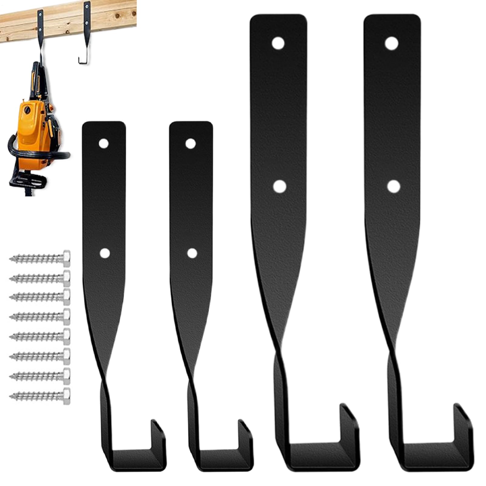 Support de tronçonneuse pour montage mural antirouille et crochets de rangement pour tracteur