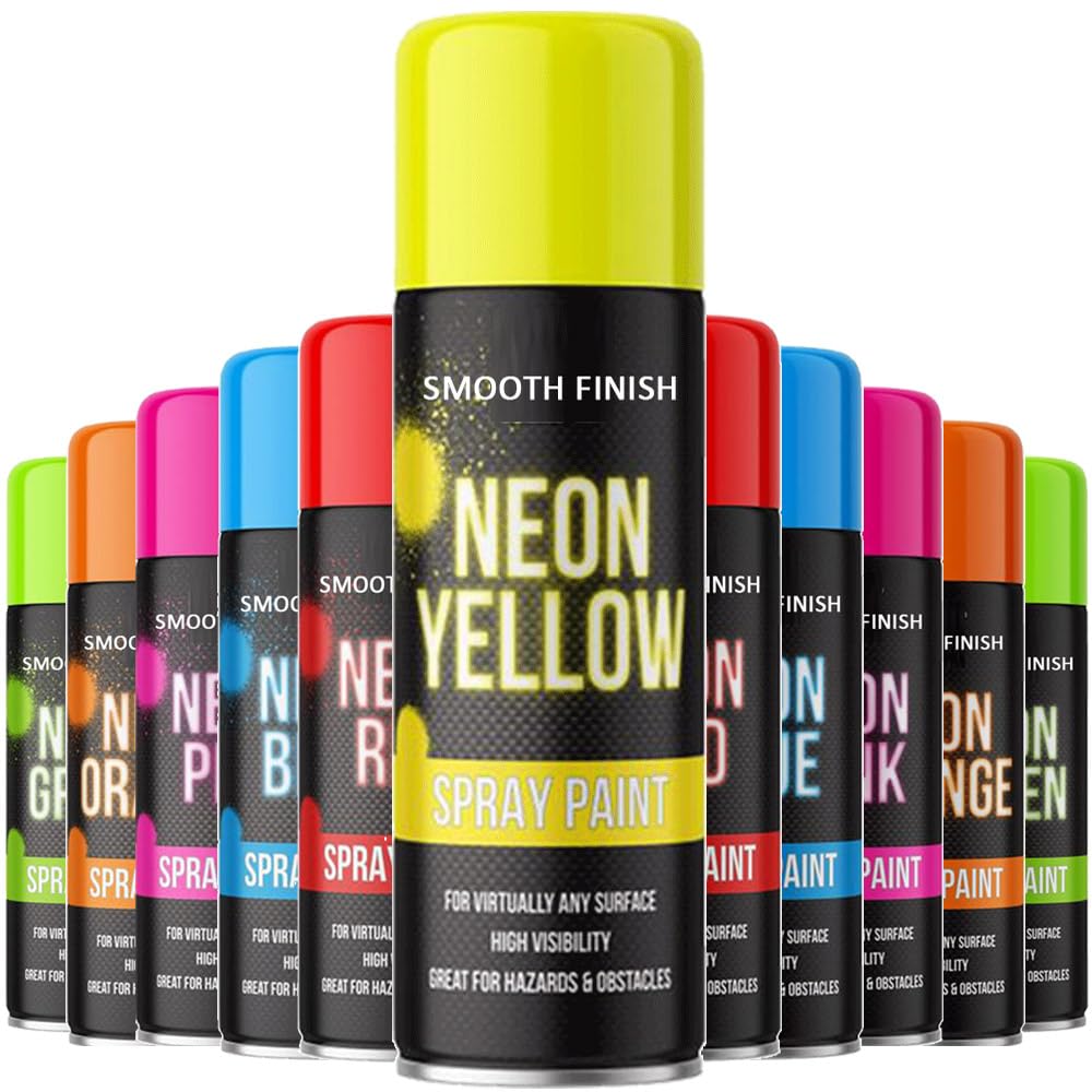 Alezyb Yellow - 1 X Neon Spray Paint 400Ml 151 Fluorescent Bright Aerosol Extra Bright Graffiti (Banksey) Paint Assorted Colour