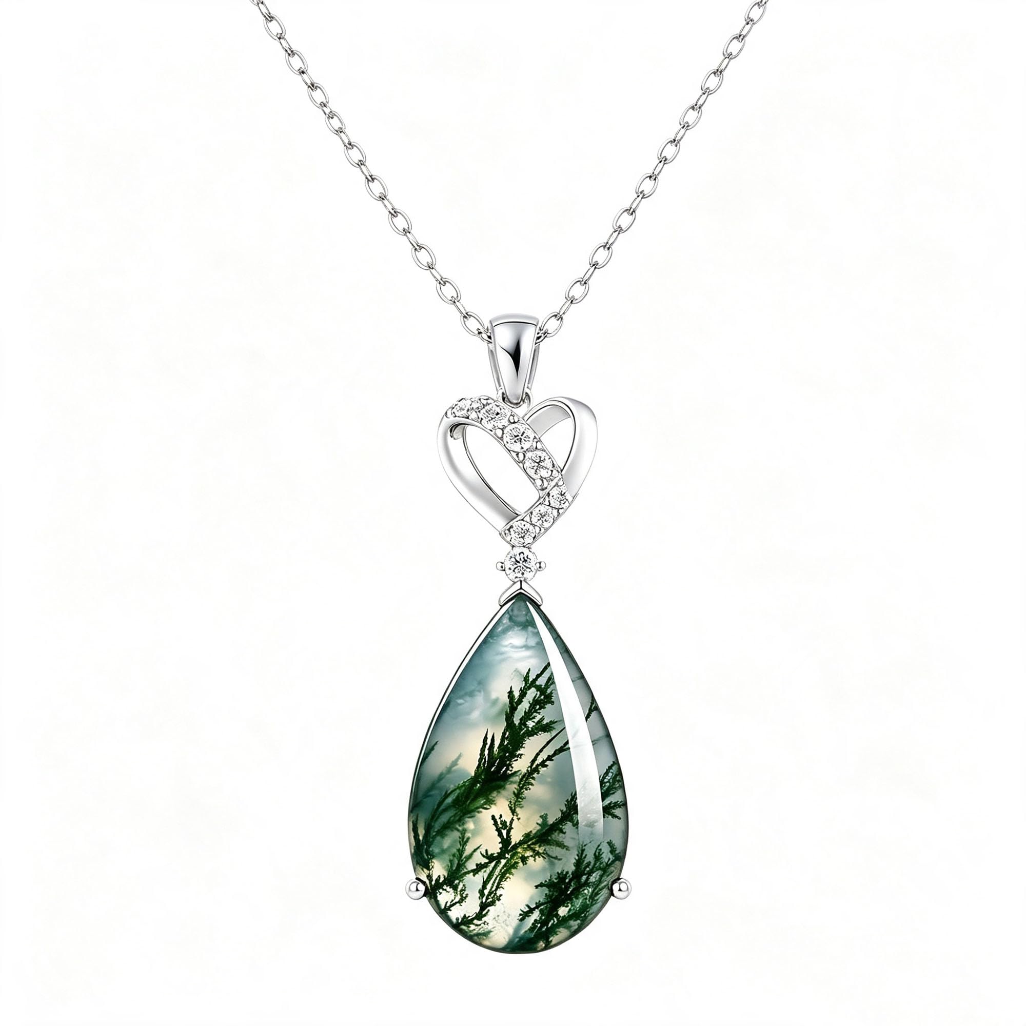 Dralox Women’s Elegant 925 Silver Teardrop Necklace, Birthstone Necklaces Heart Pendant f…