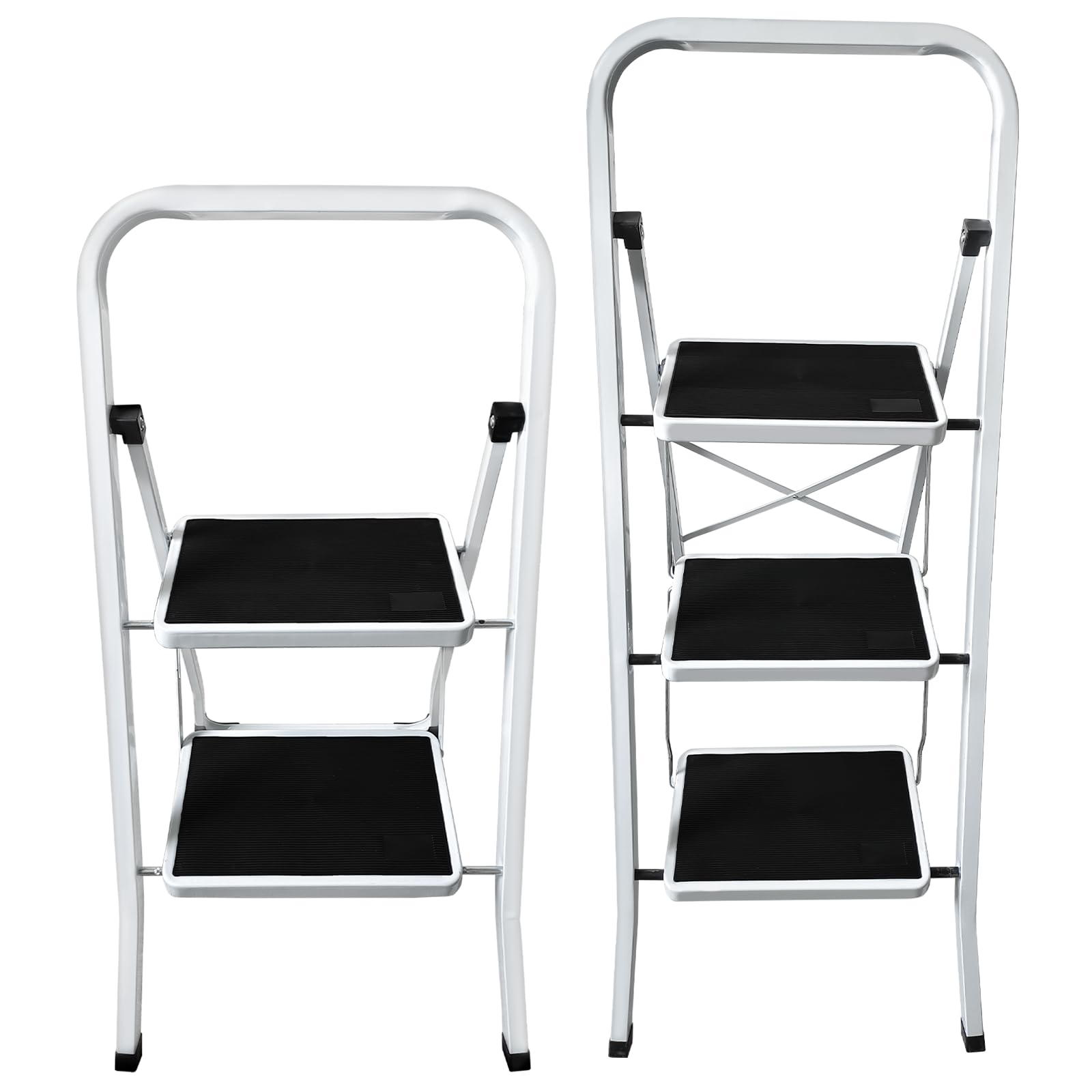 VickyHome Steps Foldable 2 3 4 Step, Folding Step Ladder Portable Step Stools for Adults Chilndren, Heavy Duty Kitchen Stepladder with Wide Anti-Slip Pedal, Space Saving, Non-Slip Feet