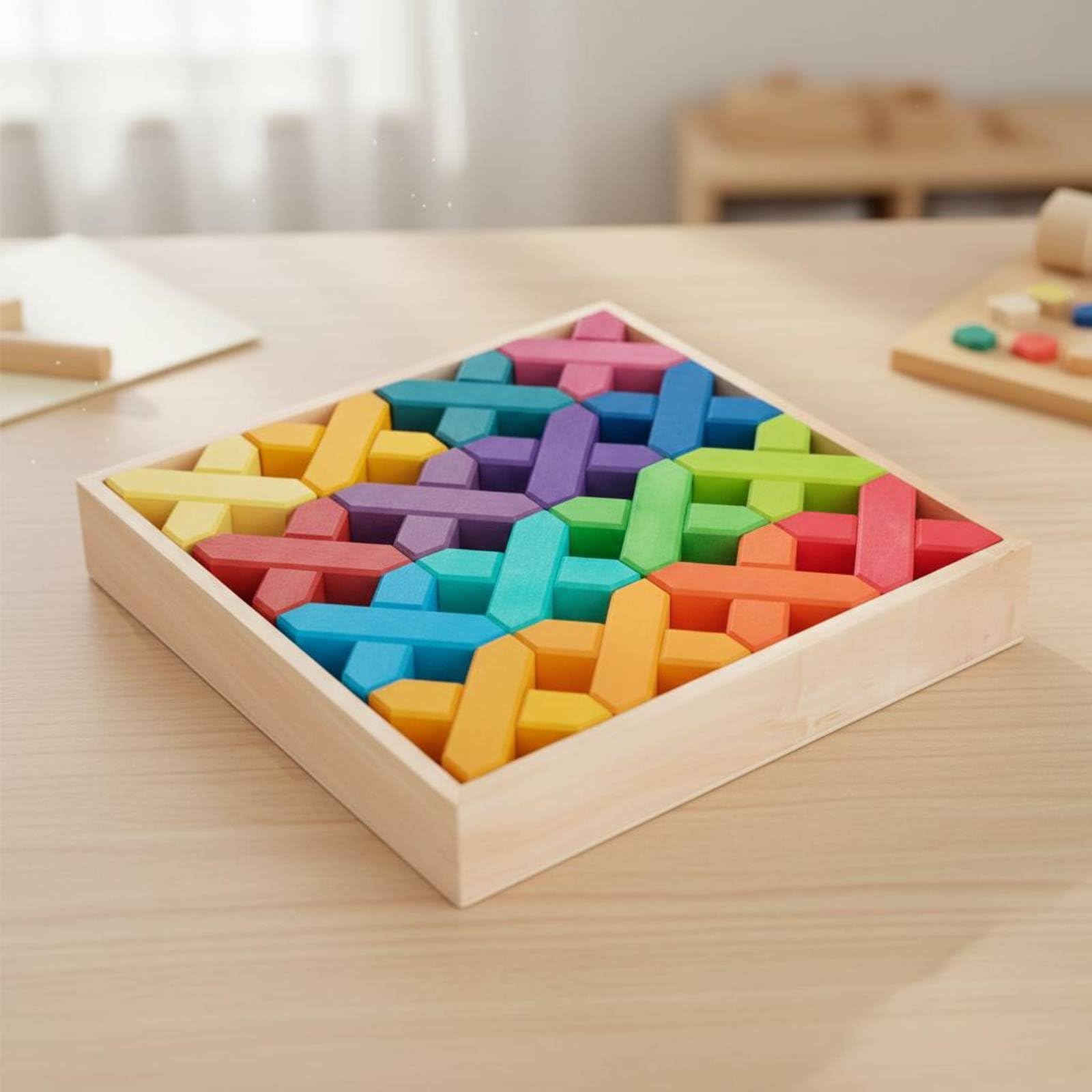 Colcolo Bloque Acrílico Bloques de Construcción Cubos Educativos Prismas de Madera Juguete Sensorial Apilable Construcción Creativa Conciencia Apto para, Cruz Multicolor