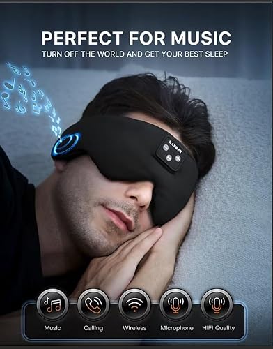Miniatura 2 de Kabray - Máscara de sueño Bluetooth, audífonos para dormir de lado, máscara de dormir con auriculares Bluetooth, accesorios tecnológicos geniales,