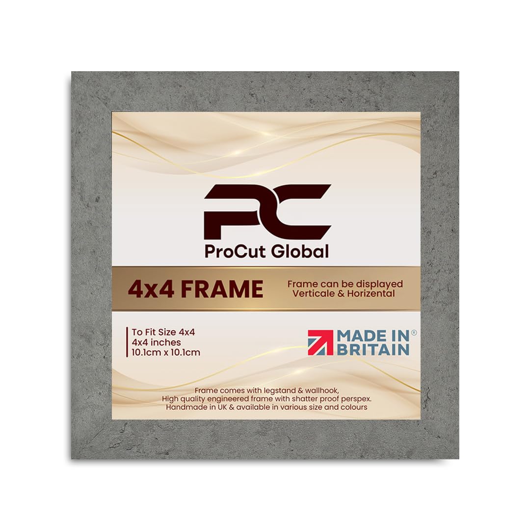 Procut Global 4X4 Grey Marble Picture Frames - Modern Wooden Photo Frame with Shatterproof Perspex for Wall or Tabletop - Perfect for Posters, Certificates, Prints - Sizes & Colors Available
