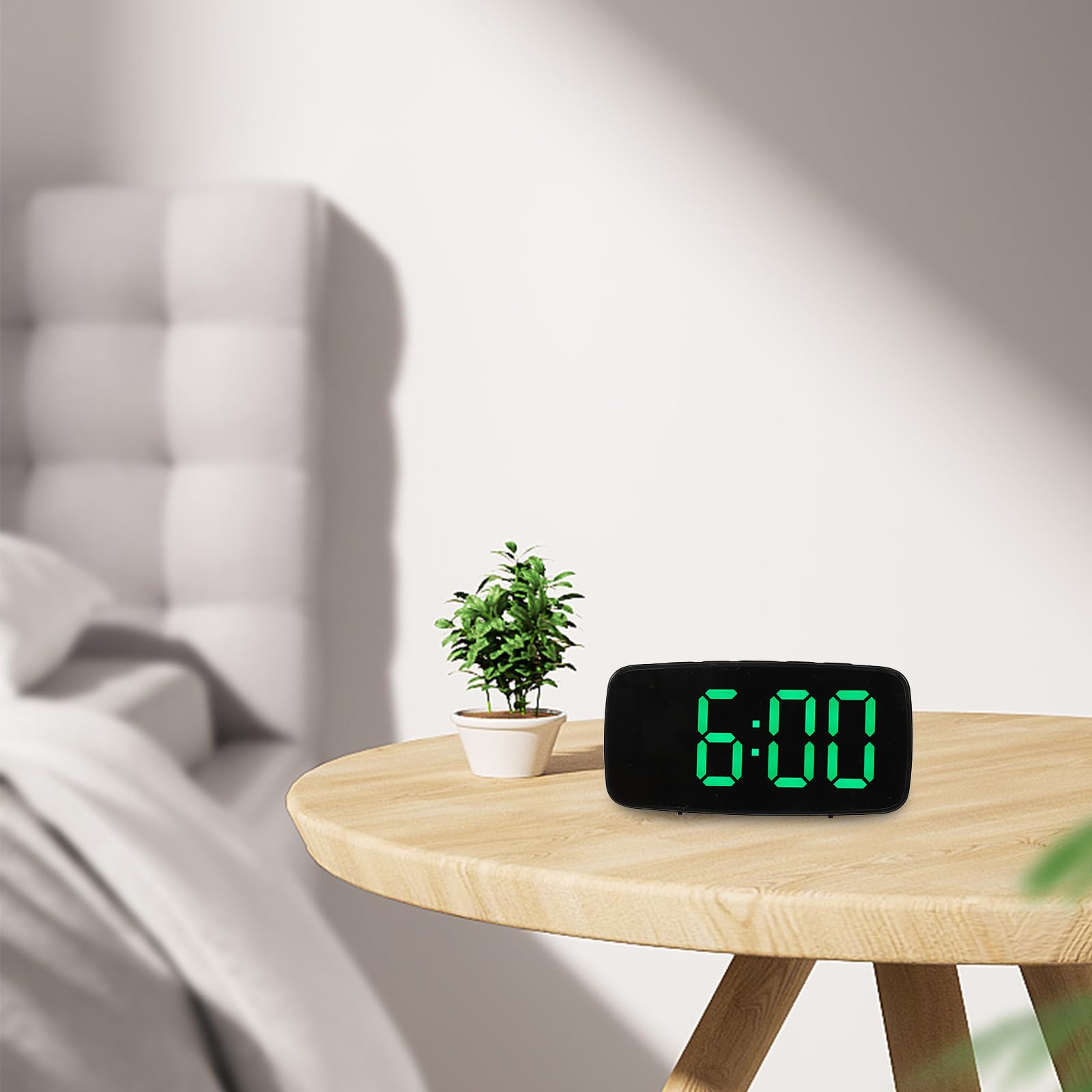 ibasenice Reloj Despertador y Diseño Delgado Digital LED Pantalla Multifunción Carcasa Abs Verde para Escritorio en Oficina y Uso Diario
