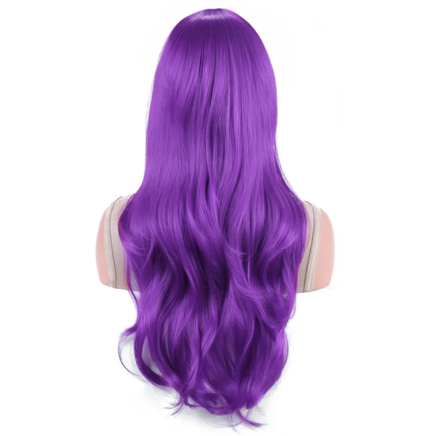 IMISSU 28 Inch/70cm Long Hair Water Wavy Wigs with Bangs Cosplay Costume Wig (Violet), 23 cm x 16 cm - Image 3