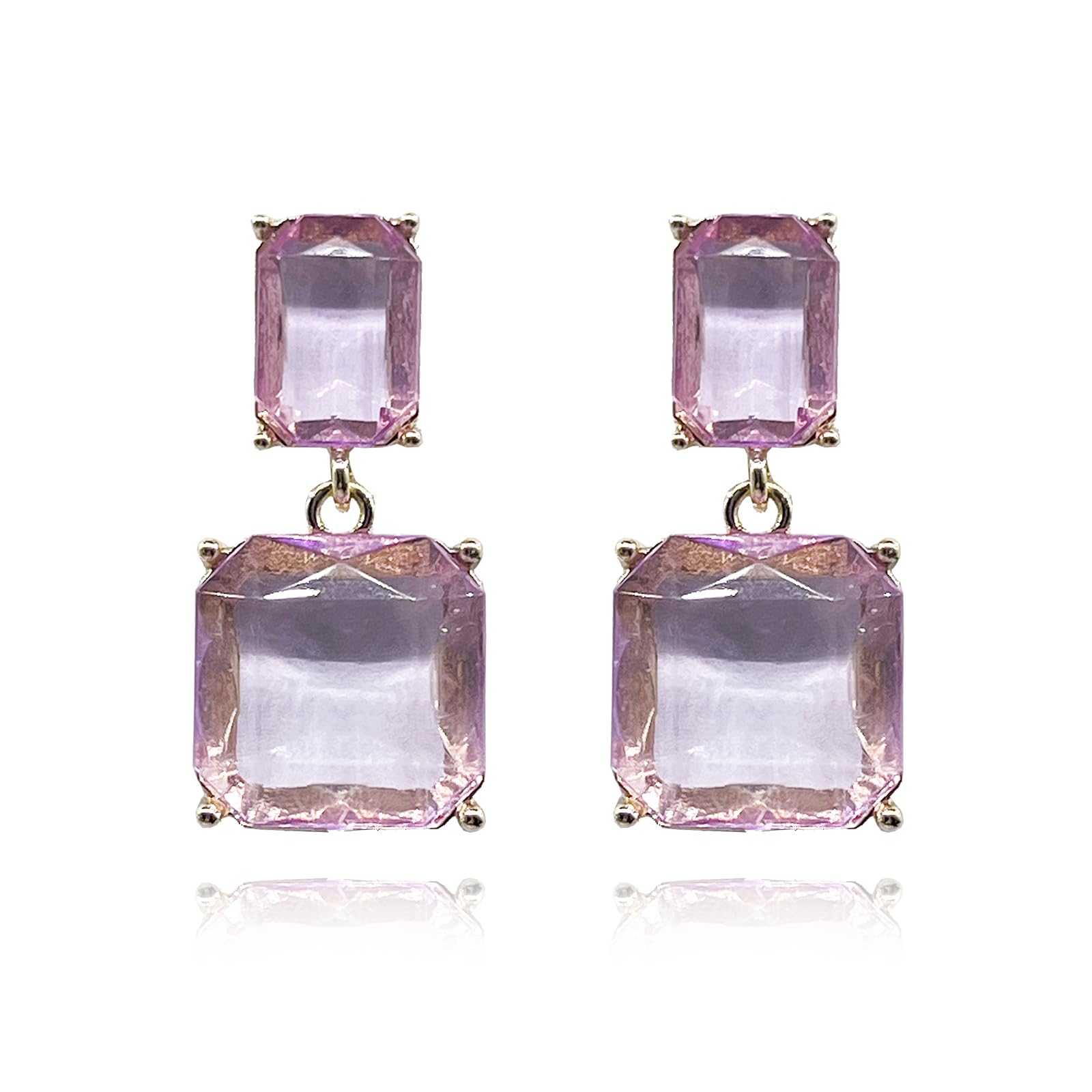 RCHENGYANUIMA Clear Rhinestone Geometric Square Crystal Rectangle Dangle Earrings Women Jewelry Birthday