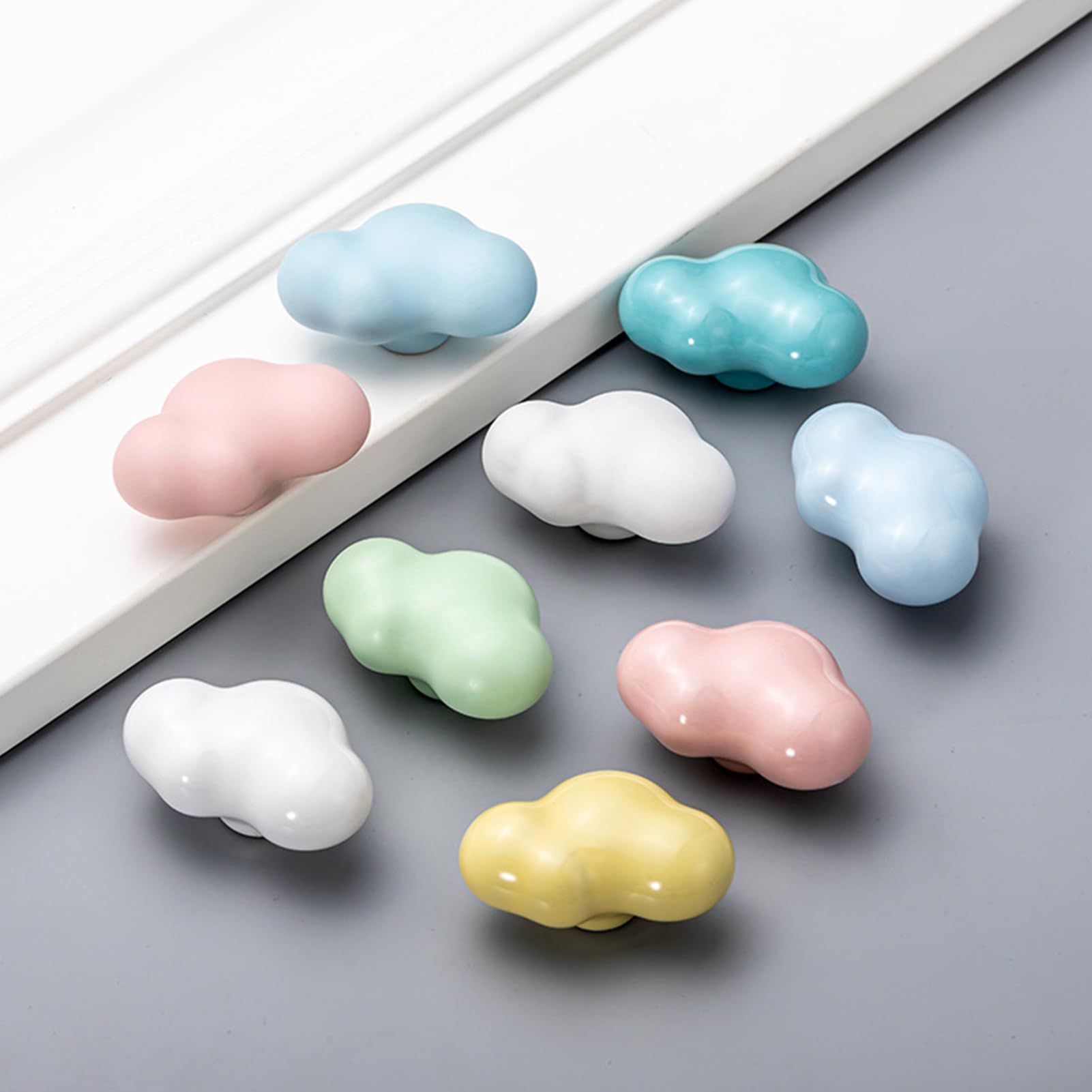 2 stuks deurknoppen voor kinderen, vorm van de muis, kastknoppen, meerkleurig, keramiek, zinklegering, lade, knop, kleurrijke meubelgrepen voor kasten, binnendeuren, keuken, woonkamer (blauw