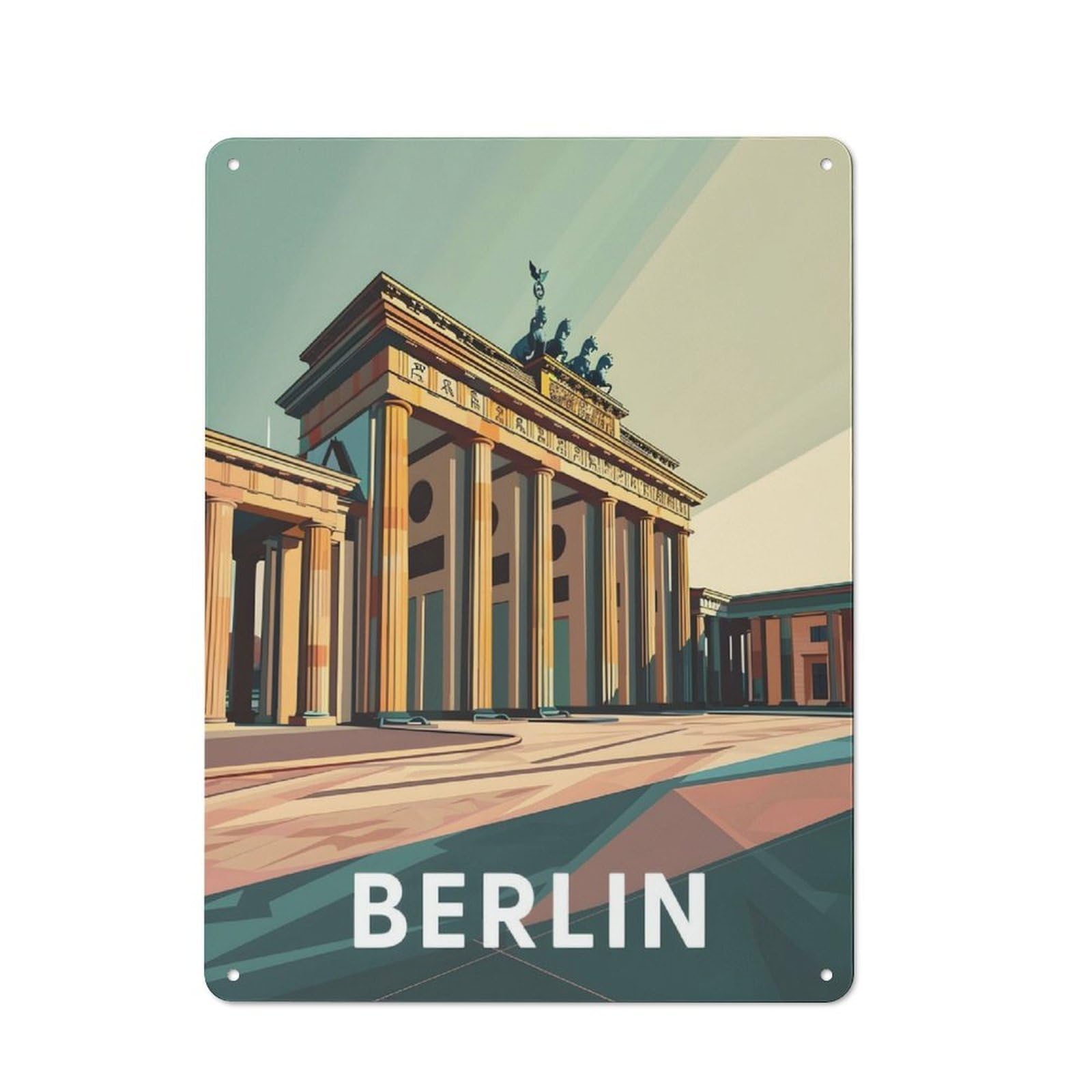 Junmoney Berlin Brandenburg Gate Printed Metal Sign 40X30cm For Café Or Restaurant, New-Space Wall Decor For Café Owners And Decorators