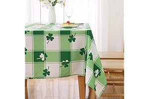 Rectangular MikiUp St. Patrick's Day Checkered Shamrock Tablecloth