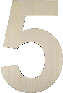 HILAZA 12 Inch Large Wooden Number 5, 1/4 Inch Thick Unfinished Blank Wood Number Slice Sign Board for Wall Decor, Craft, DIY Project, Birthday Wedding Party Decoration
