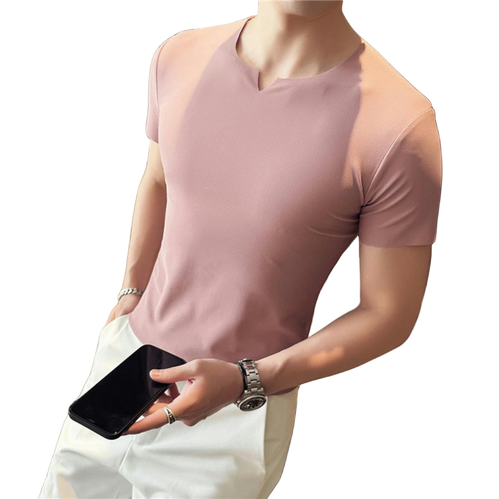 TEidea Koszulki męskie T-shirty męskie duży rozmiar S-4Xl cienki T-shirt z krótkim rękawem, smukły i wszechstronny modny t-shirt na co dzień