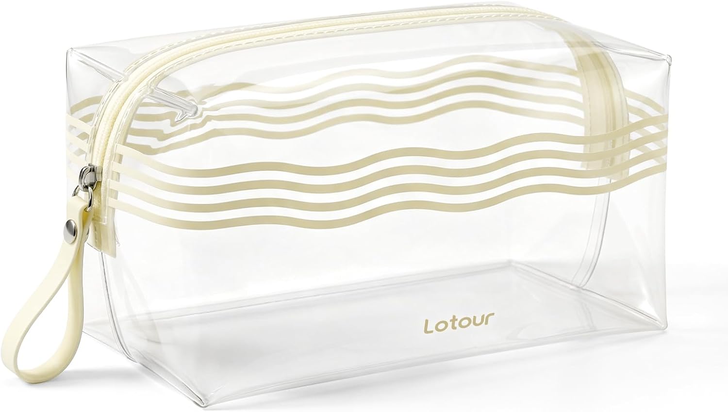 Lotour Clear TSA Compliant Travel Toiletry Bag, Foldable Leakproof TPU Carry On Organizer Pouch for Skincare & Travel Hygiene Essentials, Yellow