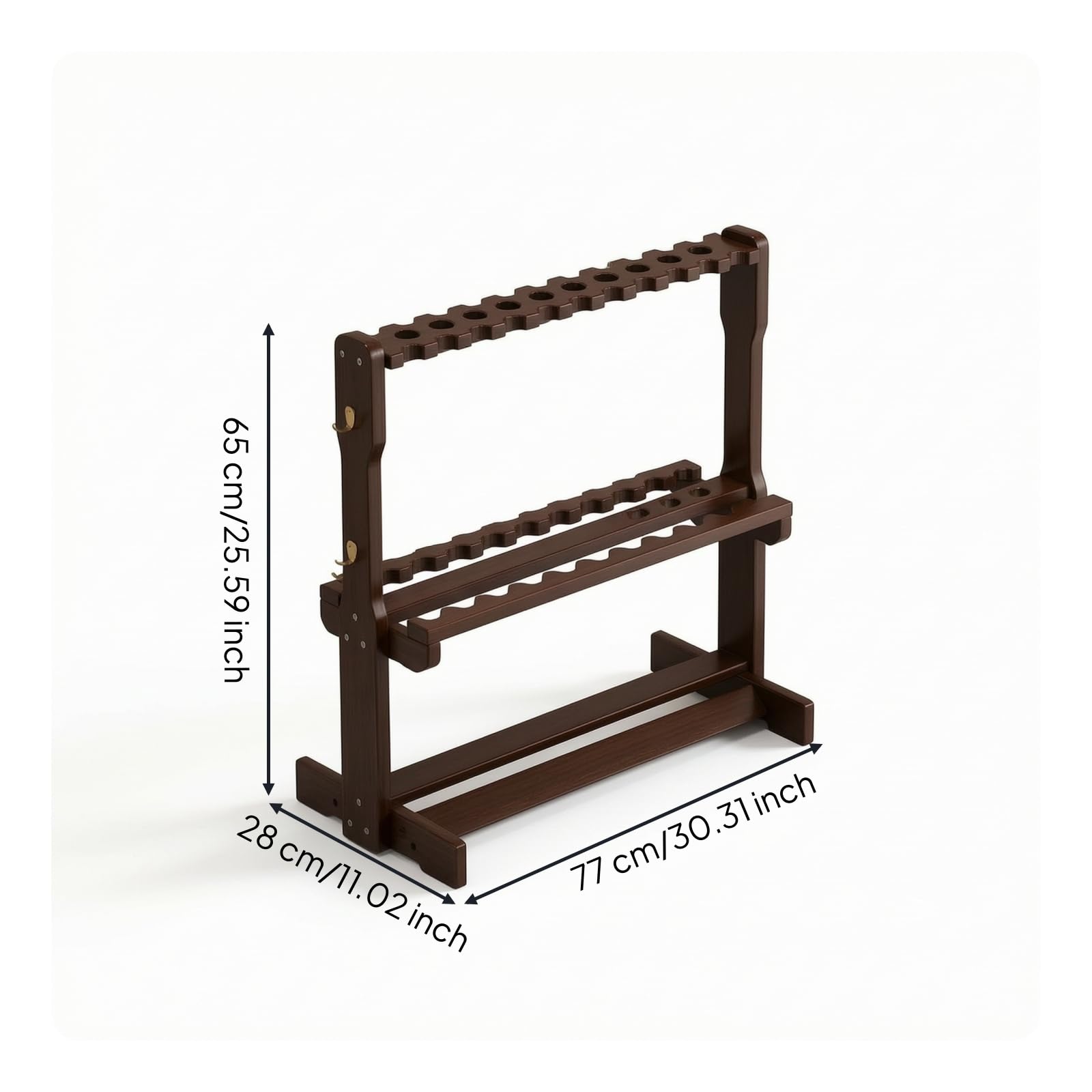 rockible Portacanne da Pesca Esposizione Supporto Portastecche Portabacchette Portastrumenti in Bambù con Struttura Autoportante E Circolari Finitura Levigata, Porta Stecche Da Biliardo Con 32 Fori