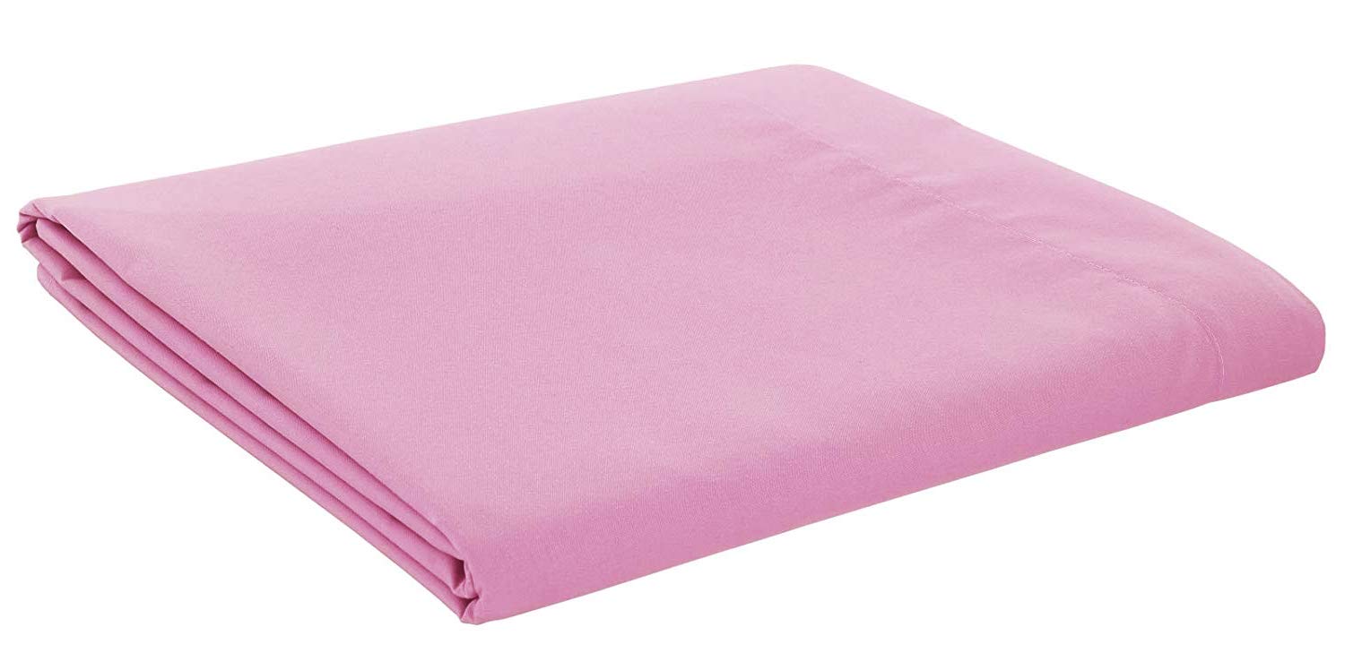 Amigozone Pink Plain Pollycotton Flat Sheet Or Pair Of Housewife Pillow Cases- Housewife Pillow Cases Pair