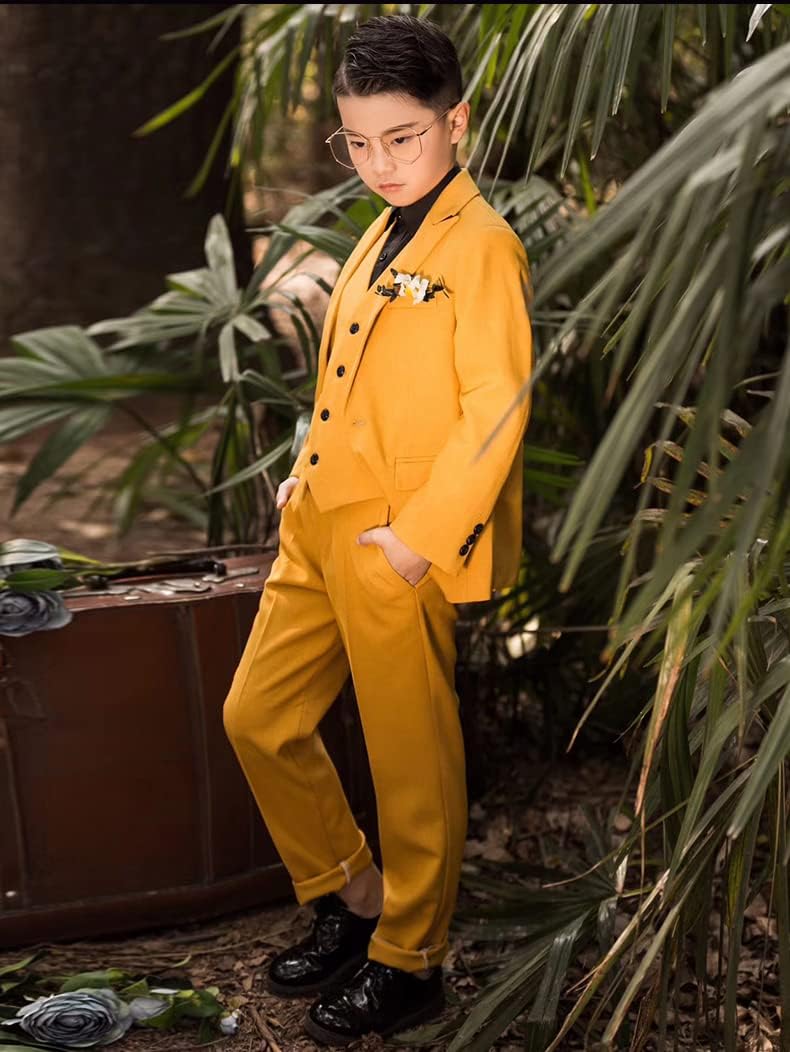 Boys' Peak Lapel Suit Modern Fit for Piano Performance Formal Jacket Vest Pants
