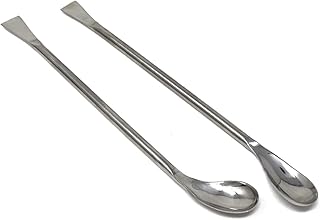 A2Z-SP003 Set of 2 Stainless Steel Double Ended Square & Angled Right Left Spoon Sampler Lab Spatula, 7