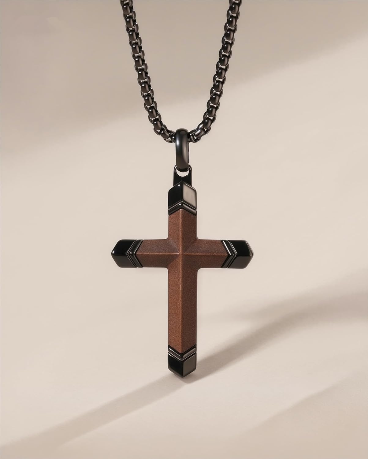 Wooden Cross Necklace for Men with Bible Verse, Real Ebony Wood Mens Cross Necklaces, Black Cross Pendant Christian Gifts, Adjustable 24-25 inch Box Chain - Image 7