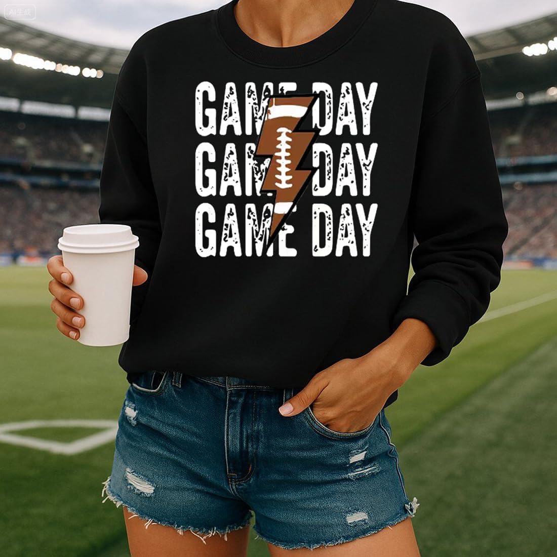 WEEPINLEE Women Football Game Day Sweatshirts Crewneck Graphic Pullover Sweatshirt - Image 2